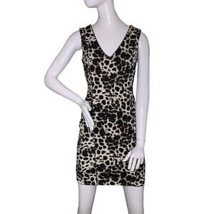 Jennifer Lopez Bodycon Size 2 Animal Print Sleeveless V-Neck Hidden Zipp…